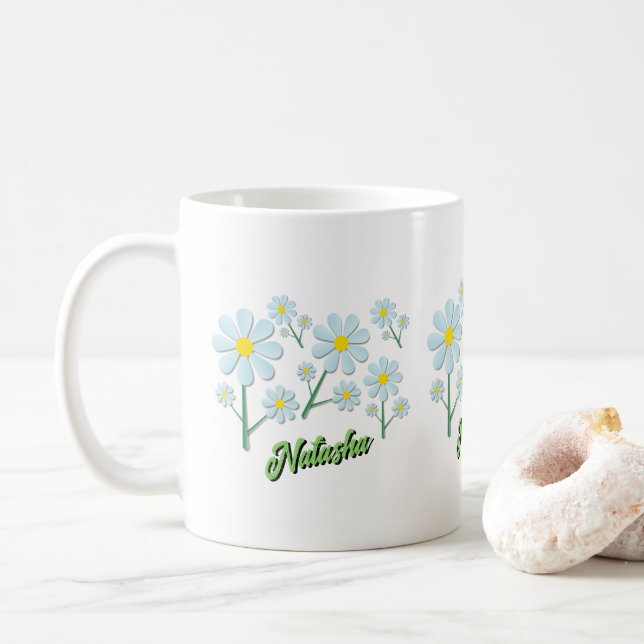 Cute Minimalist Spring Daisy Floral  Coffee Mug (With Donut)