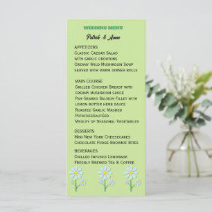 Cute Minimalist Spring Daisy Floral Menu
