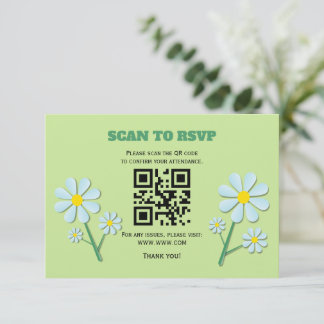 Cute Minimalist Spring Daisy Floral  RSVP Card
