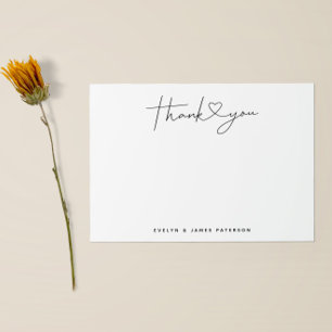 Cute Minimalist Thank You Heart Thank You Card