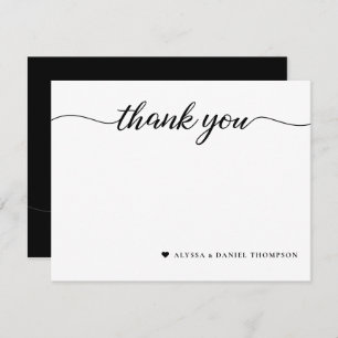 Cute minimalist thank you heart wedding couple card