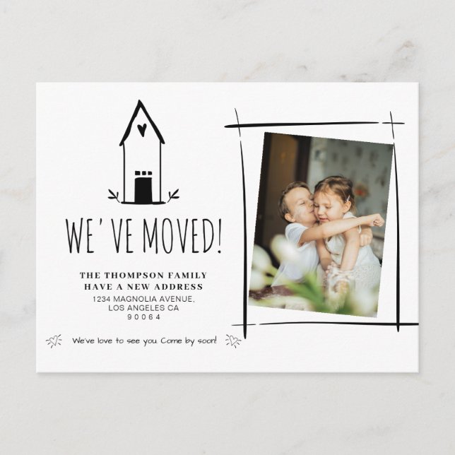 Cute Minimalist We've Moved New Home Photo Moving  Announcement Postcard (Front)