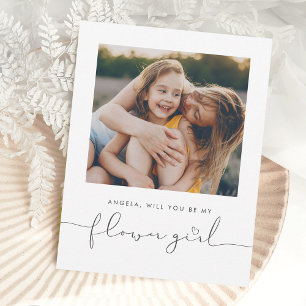 Cute Minimalist Will You Be My Flower Girl Photo