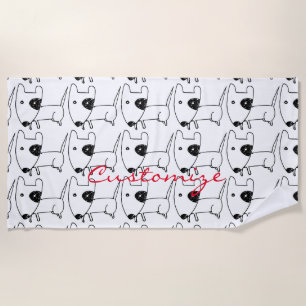 Cute Minimalistic Black-eye Dog Thunder_Cove Beach Towel