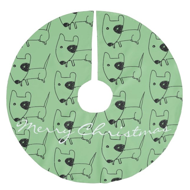 Cute Minimalistic Black-eye Dog Thunder_Cove  Brushed Polyester Tree Skirt (Front)