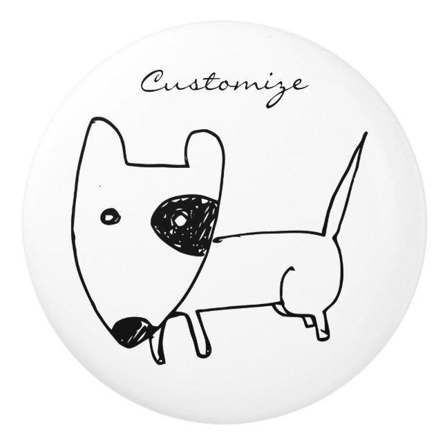 Cute Minimalistic Black-eye Dog Thunder_Cove Ceramic Knob (Front)