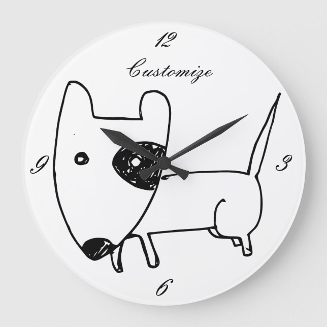 Cute Minimalistic Black-eye Dog Thunder_Cove Large Clock (Front)