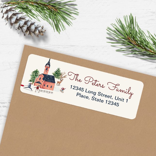 Cute Minimalistic Nordic Winter Village Christmas (Cute Minimalistic Nordic Winter Village Christmas Label)