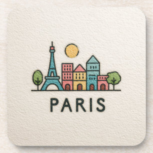 Cute Minimalistic Paris Skyline Coaster