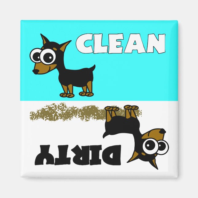 Cute Minpin Clean / Dirty Dishwasher Magnet (Front)