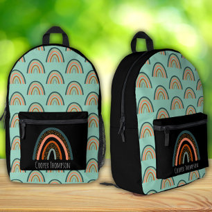 Cute Mint and Black Rainbow Boys  Printed Backpack