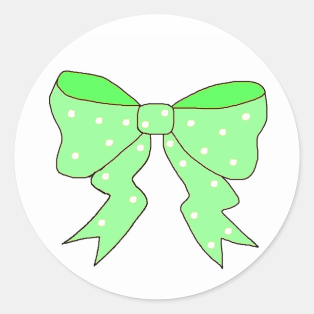 Cute Mint Bow Classic Round Sticker (Front)
