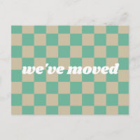 Cute Mint Chequered We've Moved New Home Moving