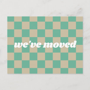 Cute Mint Chequered We've Moved New Home Moving  Postcard