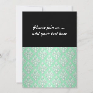 Cute Mint Green and White Floral Damask Pattern Invitation
