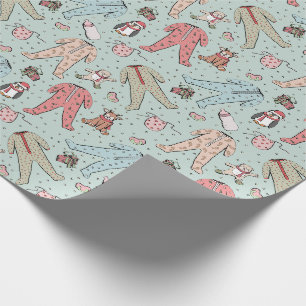 Cute Mint Green Baby Girl Christmas Wrapping Paper
