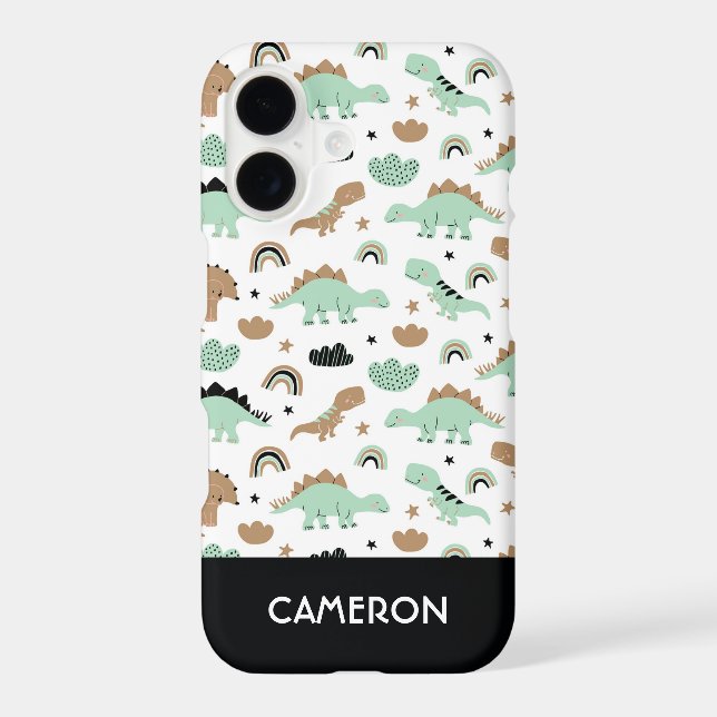 Cute Mint Green Dinosaur Pattern iPhone Case (Back)