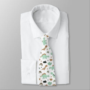 Cute Mint Green Dinosaur Pattern Tie
