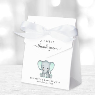 Cute Mint Green Elephant Baby Shower Thank You Favour Box