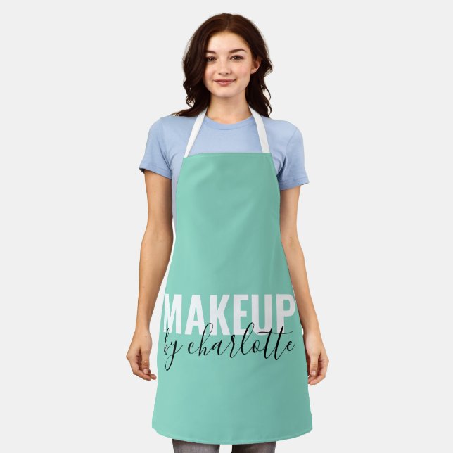 Cute Mint Green Hairstylist Makeup Artist Salon Apron (Worn)