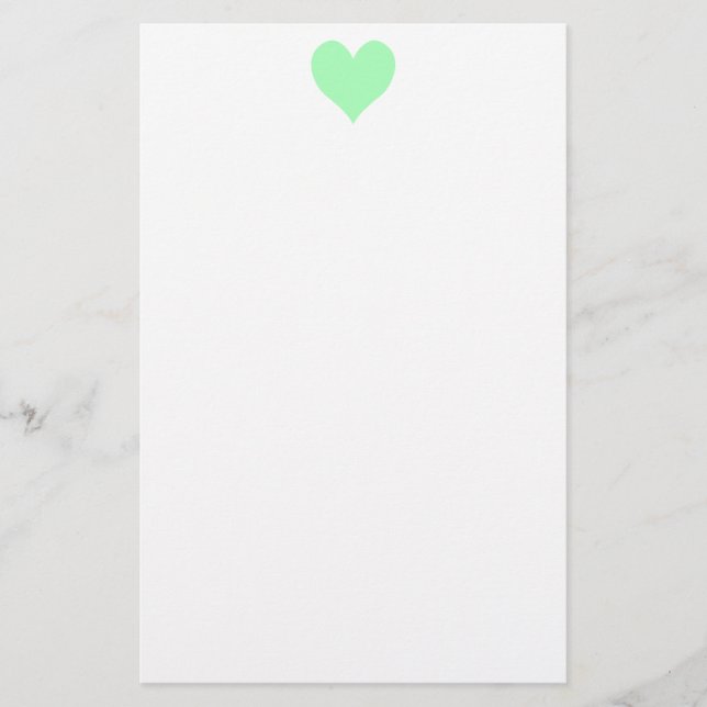 Cute Mint Green Heart Stationery (Front)
