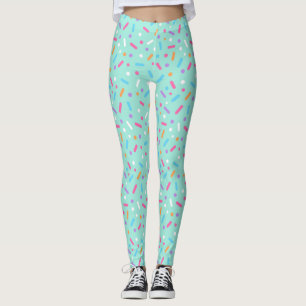 Cute Mint Green Icing with Sprinkles Doughnut Leggings