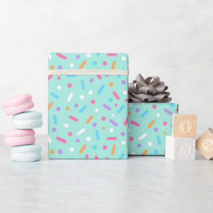 Cute Mint Green Icing with Sprinkles Doughnut Wrapping Paper