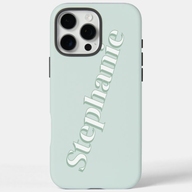 Cute Mint Green Minimalist Custom Name Case-Mate iPhone Case (Back)