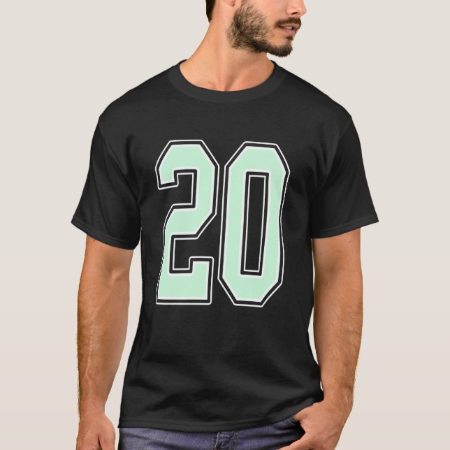 Cute Mint Green Number 20 Jersey Player Uniform #2 T-Shirt (Front)