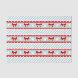 Cute Mint Green, Red, White Christmas Pattern Tissue Paper