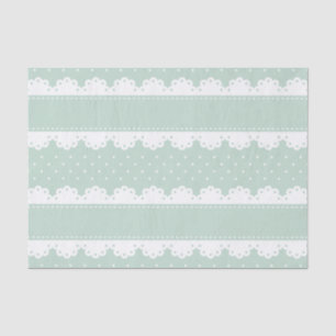 Cute Mint Green White Polka Dot Lace Pattern Tissue Paper
