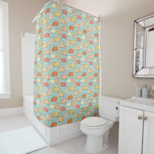Cute Mint Pig Pattern Shower Curtain