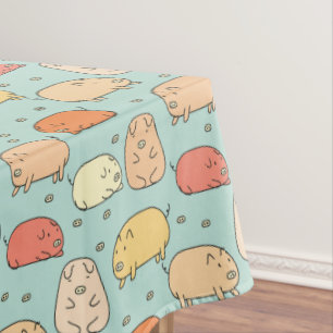 Cute Mint Pig Pattern Tablecloth
