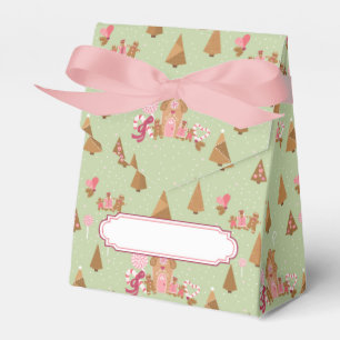 Cute Mint Pink Gingerbread Candy Cane Tent Favour Box