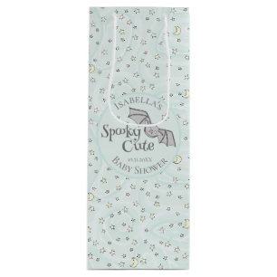 Cute Mint Spooky Cute October Baby Shower Wine Gift Bag