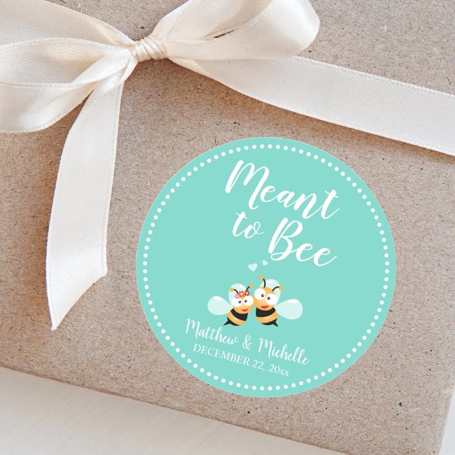 Cute Mint To Be Honey Bee Whimsical Wedding Favour Classic Round Sticker (Creator Uploaded)