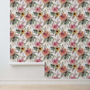 Cute misc tiled flower pattern butterfly wallpaper