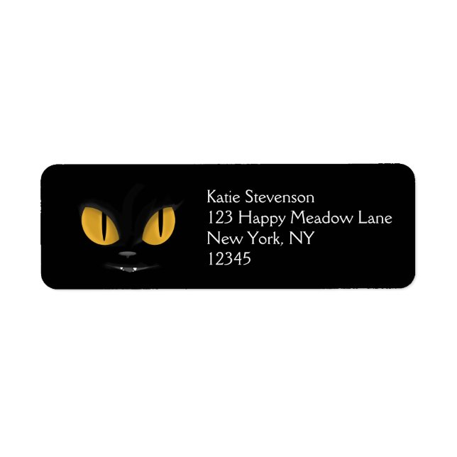 Cute Mischievous Black Cat with Fangs (Front)