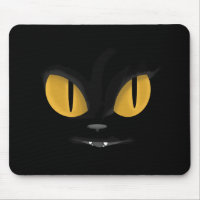 Cute Mischievous Black Cat with Fangs