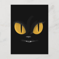 Cute Mischievous Black Cat  with Fangs