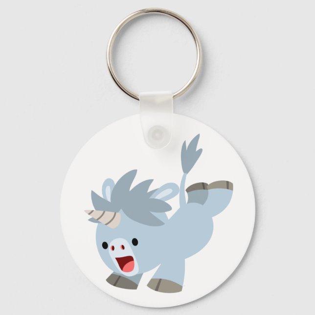 Cute Mischievous Cartoon Baby Unicorn Keychain (Front)
