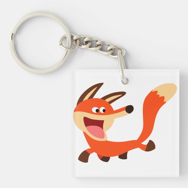 Cute Mischievous Cartoon Fox Acrylic Keychain (Front)