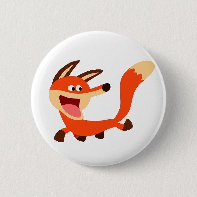 Cute Mischievous Cartoon Fox Button Badge (Front)