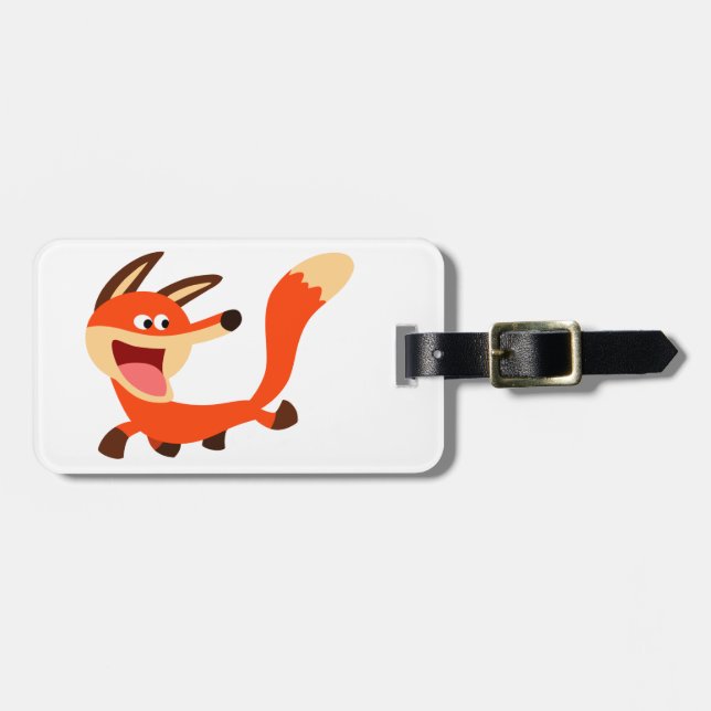 Cute Mischievous Cartoon Fox Luggage Tag (Front Horizontal)