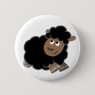 Cute Mischievous Cartoon Sheep Button