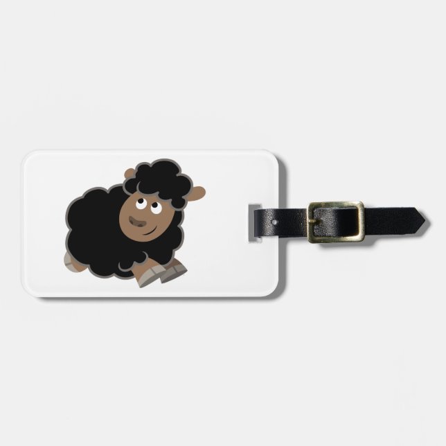 Cute Mischievous Cartoon Sheep Luggage Tag (Front Horizontal)