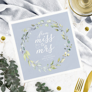 Cute Miss to Mrs Greenery Eucalyptus Bridal Shower Napkin