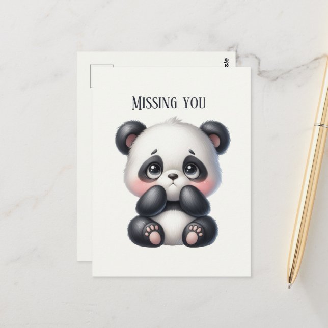 Cute Missing you panda bear Postcard (Front/Back In Situ)