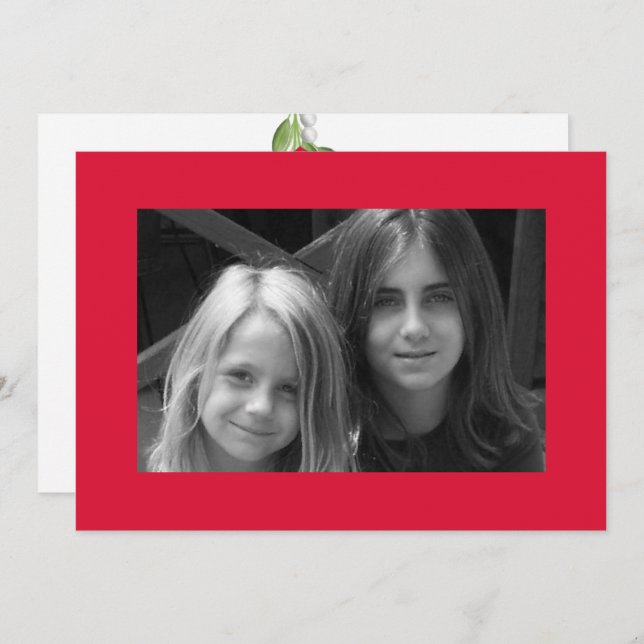 Cute Mistletoe Christmas Photo Template (Front/Back)