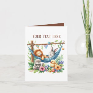 Cute mixed baby animals add text any purpose card